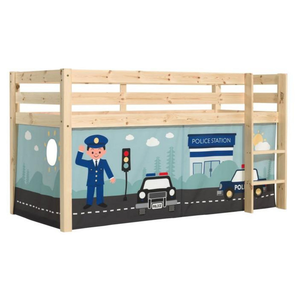 Paris Prix Lit Enfant Surélevé  Pino Police  90x200cm Naturel