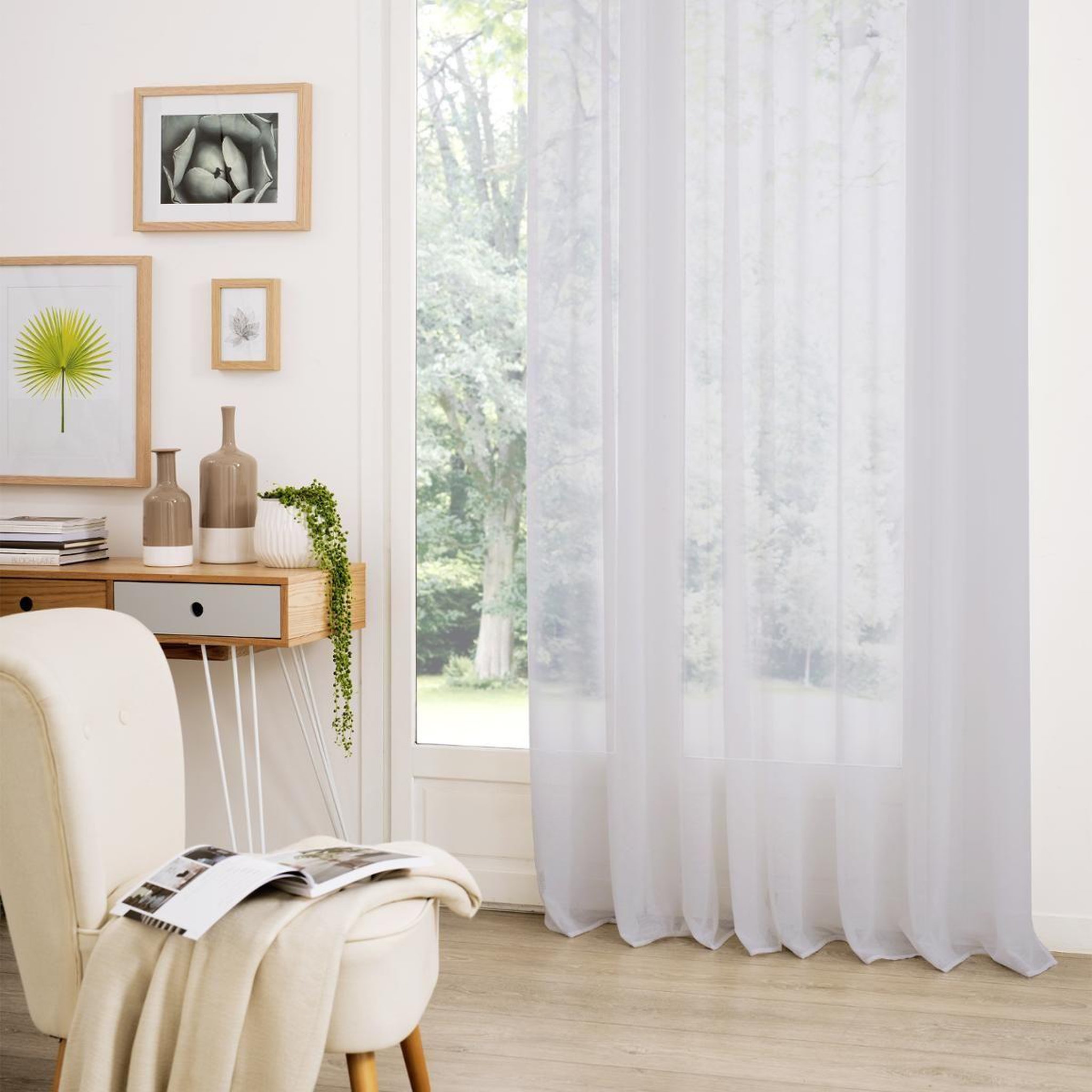 Voir la diapositive 1 : ATMOSPHERA Rideau voilage  etamine  140x260cm gris