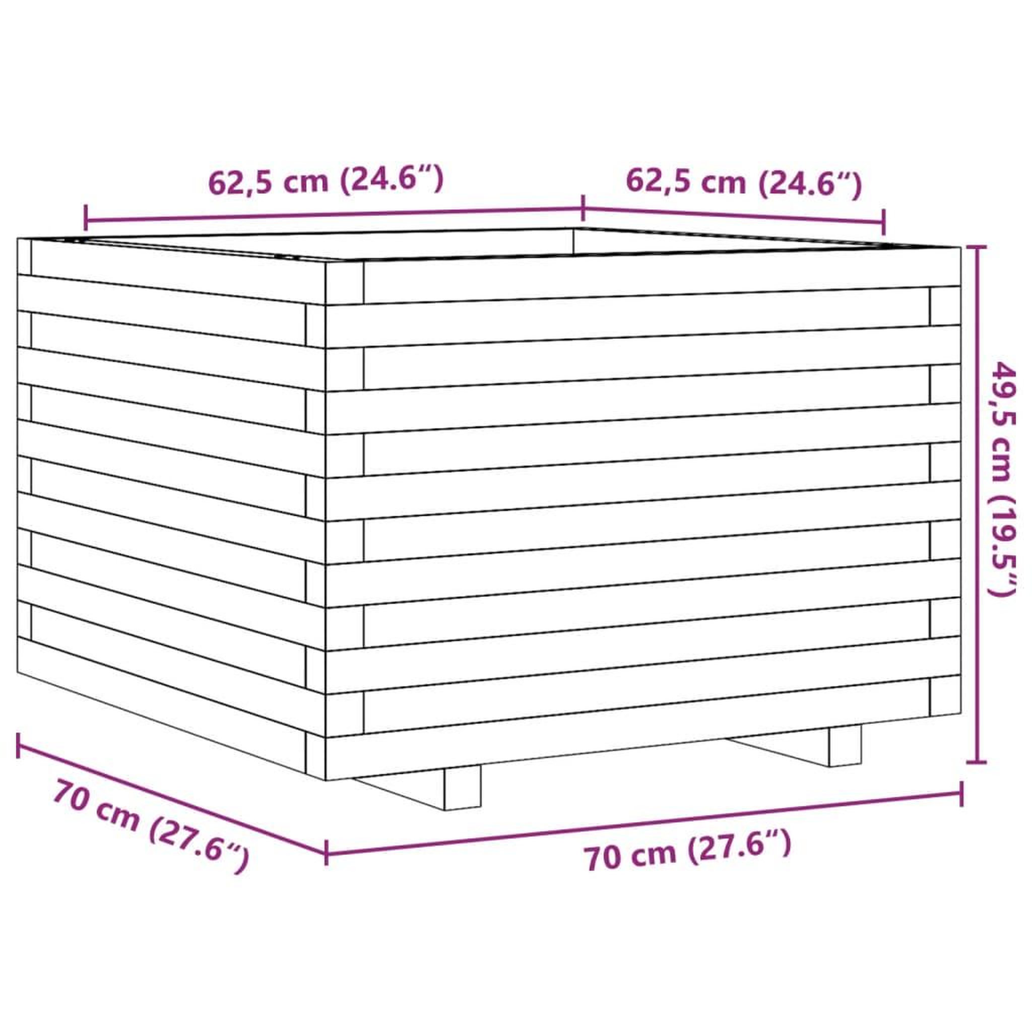 Voir la diapositive 6 : VIDAXL Jardiniere cire marron 70x70x49,5 cm bois de pin massif
