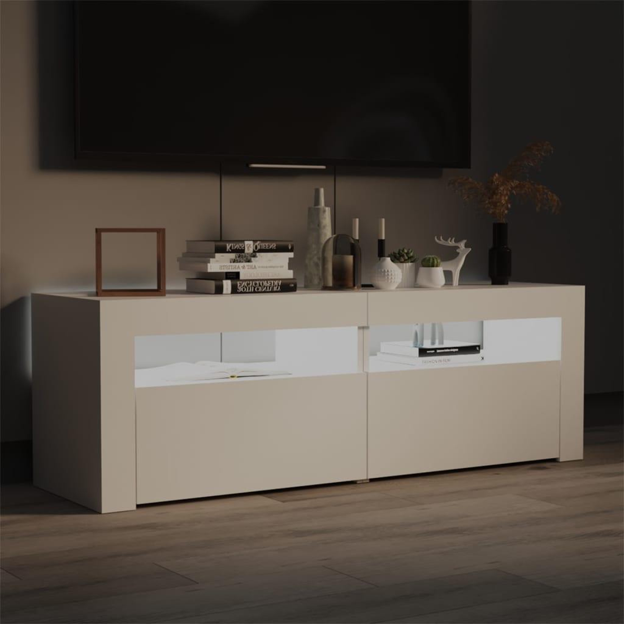 Voir la diapositive 5 : VIDAXL Meuble TV avec lumieres LED blanc 120x35x40 cm