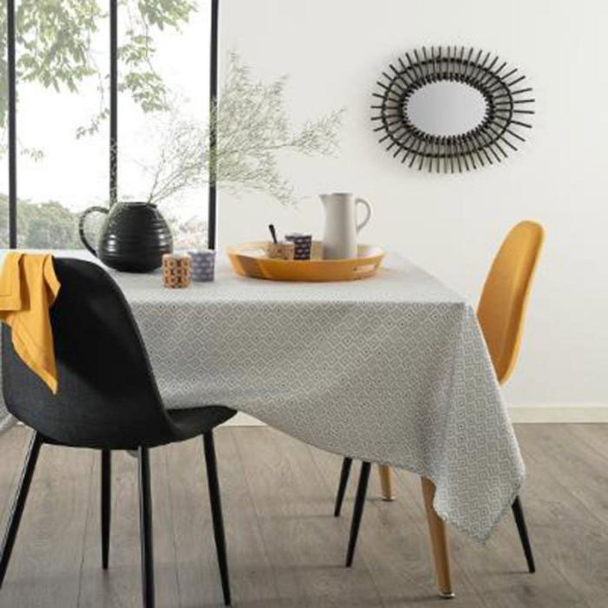 ATMOSPHERA Nappe anti-tache ethnique Ethnik - L. 240 x l . 140 cm - Gris