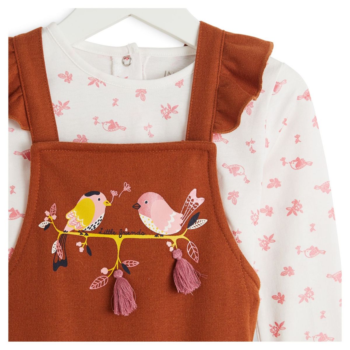 IN EXTENSO Ensemble t-shirt manches longues + salopette bébé fille