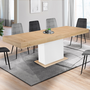 Voir la diapositive 2 : ID MARKET Table à manger extensible rectangle EDEN 6-10 personnes bois et blanc 160-200 cm