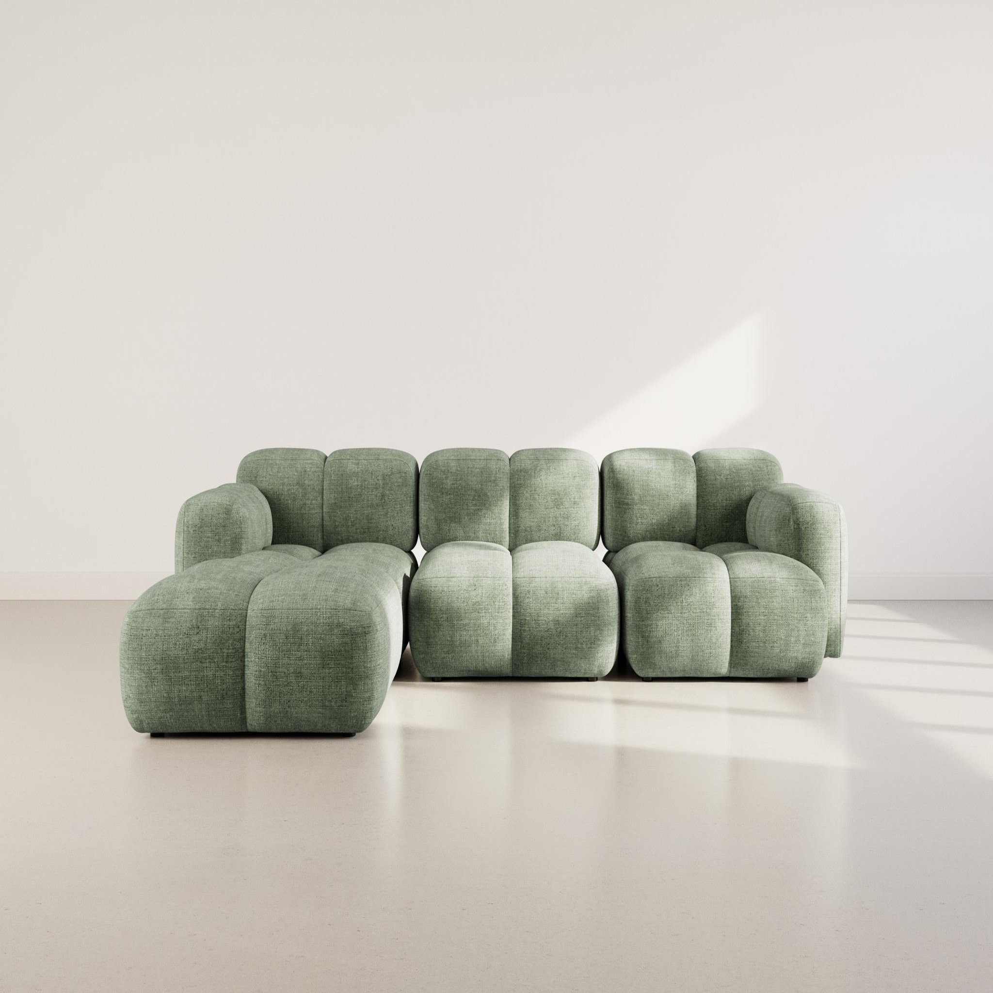 Voir la diapositive 2 : BEST MOBILIER Grace - canapé modulable d'angle réversible 4 places en velours texturé