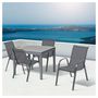 Voir la diapositive 3 : Inkazen Lot de 4 chaises de jardin empilables - Acier/Polyester - Anthracite