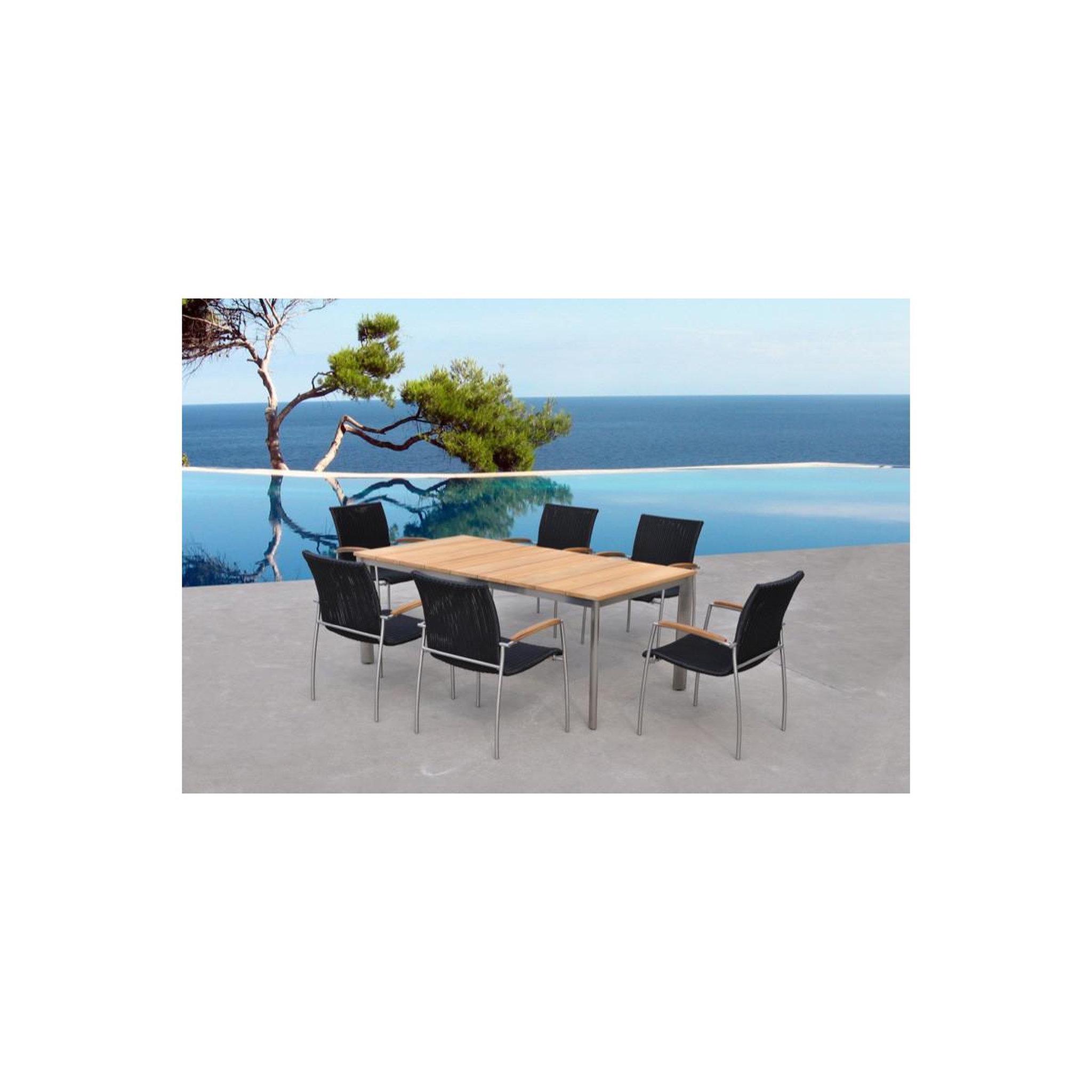 Voir la diapositive 1 : Paris Prix Ensemble table & chaises de jardin en acier  melbourne  180cm noir