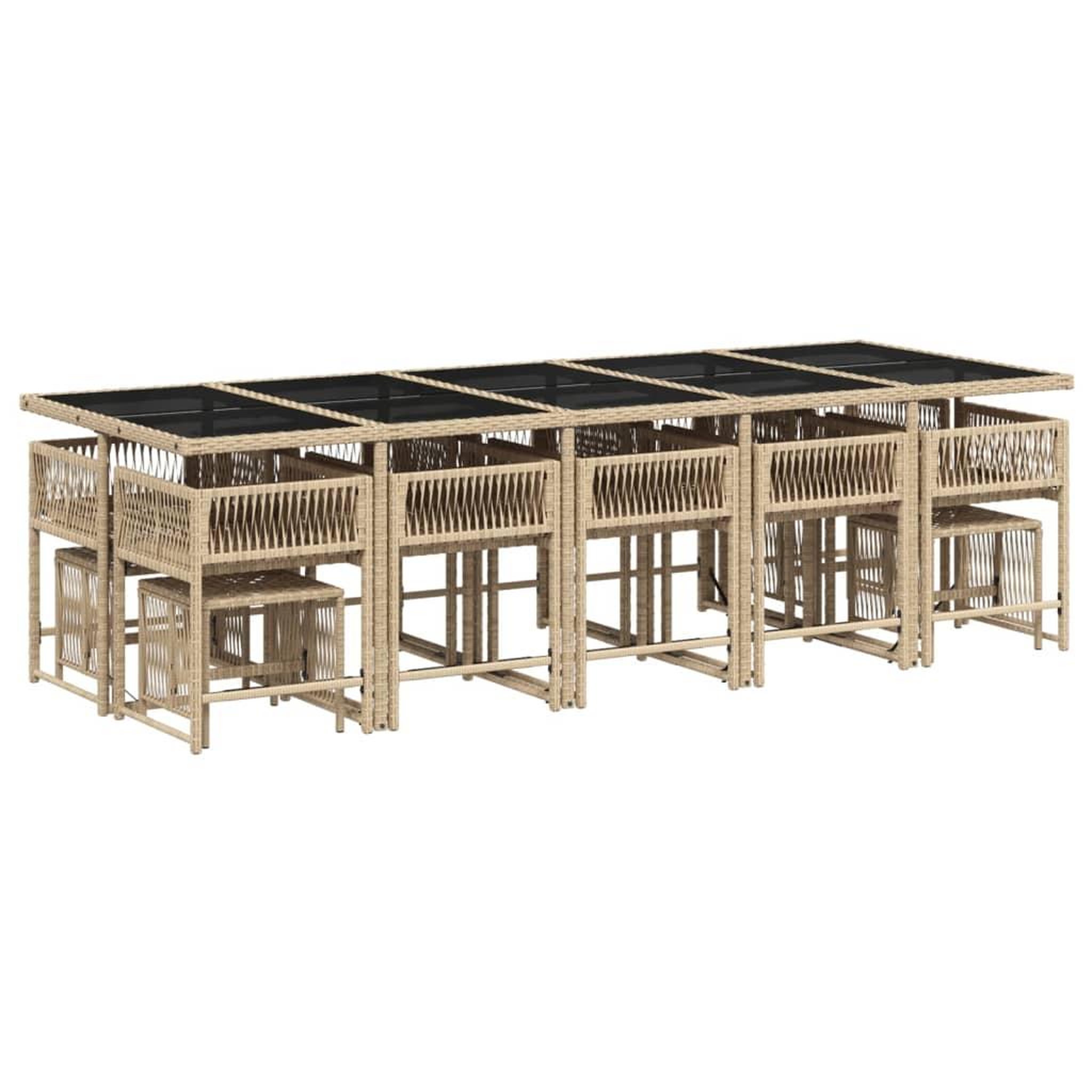 Voir la diapositive 3 : VIDAXL Ensemble a manger de jardin et coussins 15 pcs melange beige