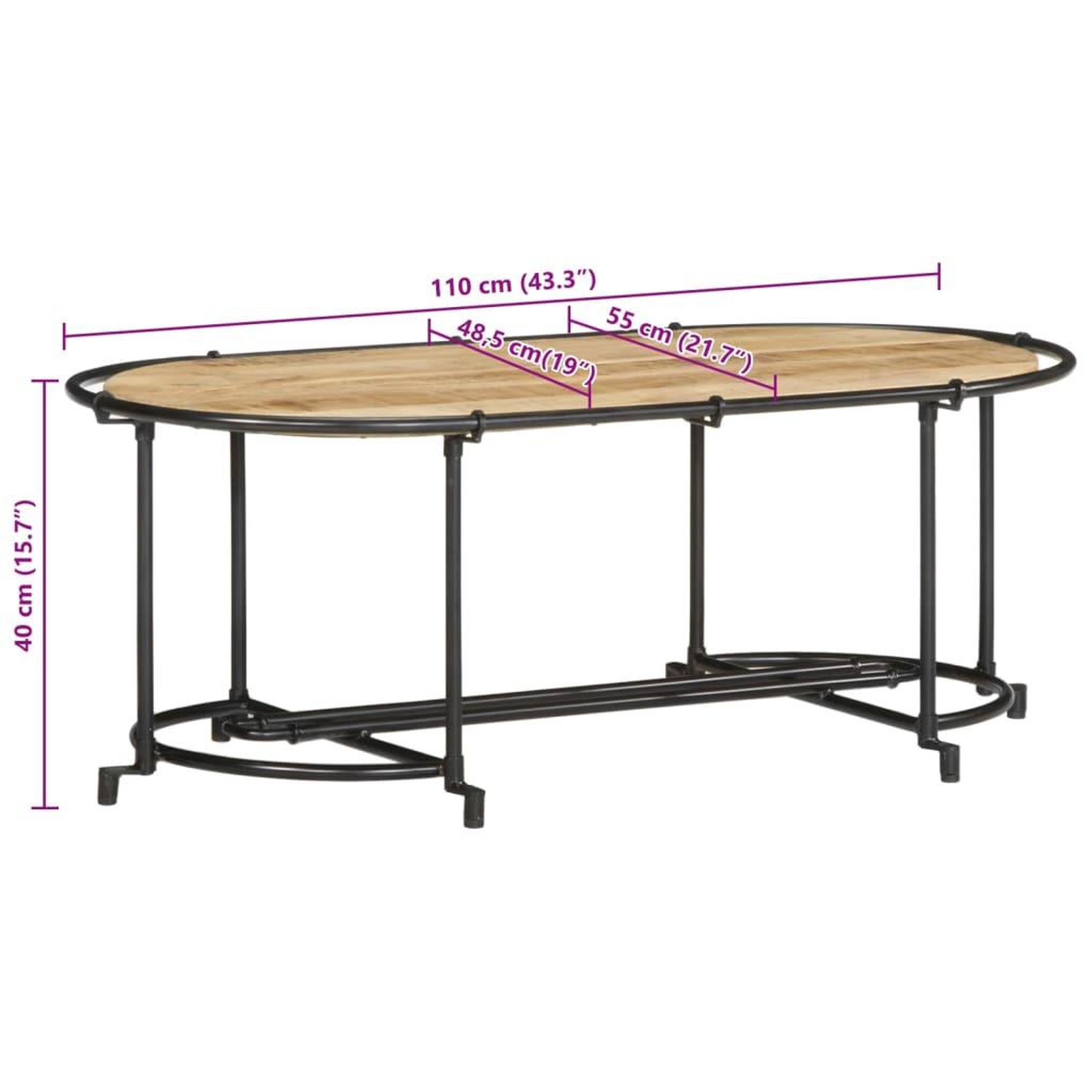 Voir la diapositive 6 : VIDAXL Table basse 110x55x40 cm bois de manguier massif brut