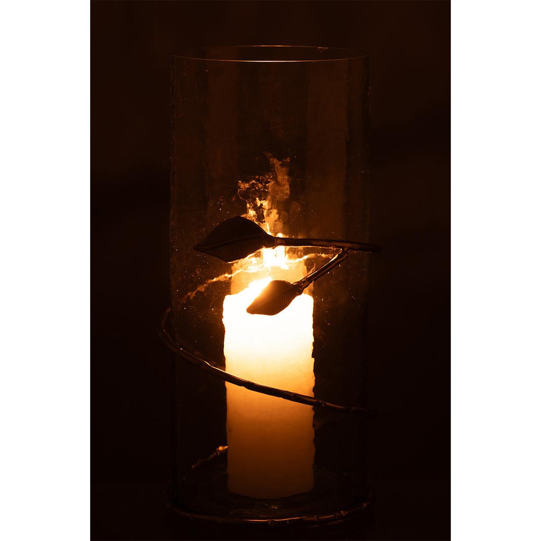 Voir la diapositive 4 : J-LINE Vase en verre feuille  ofelia  40cm transparent