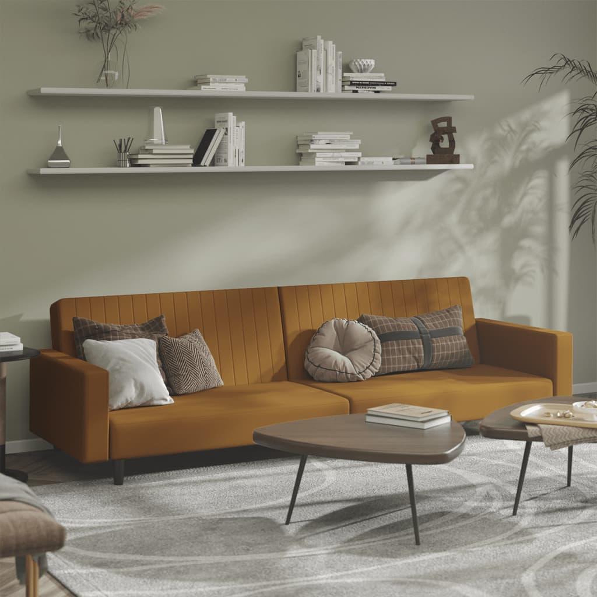 VIDAXL Canape-lit a 2 places marron velours