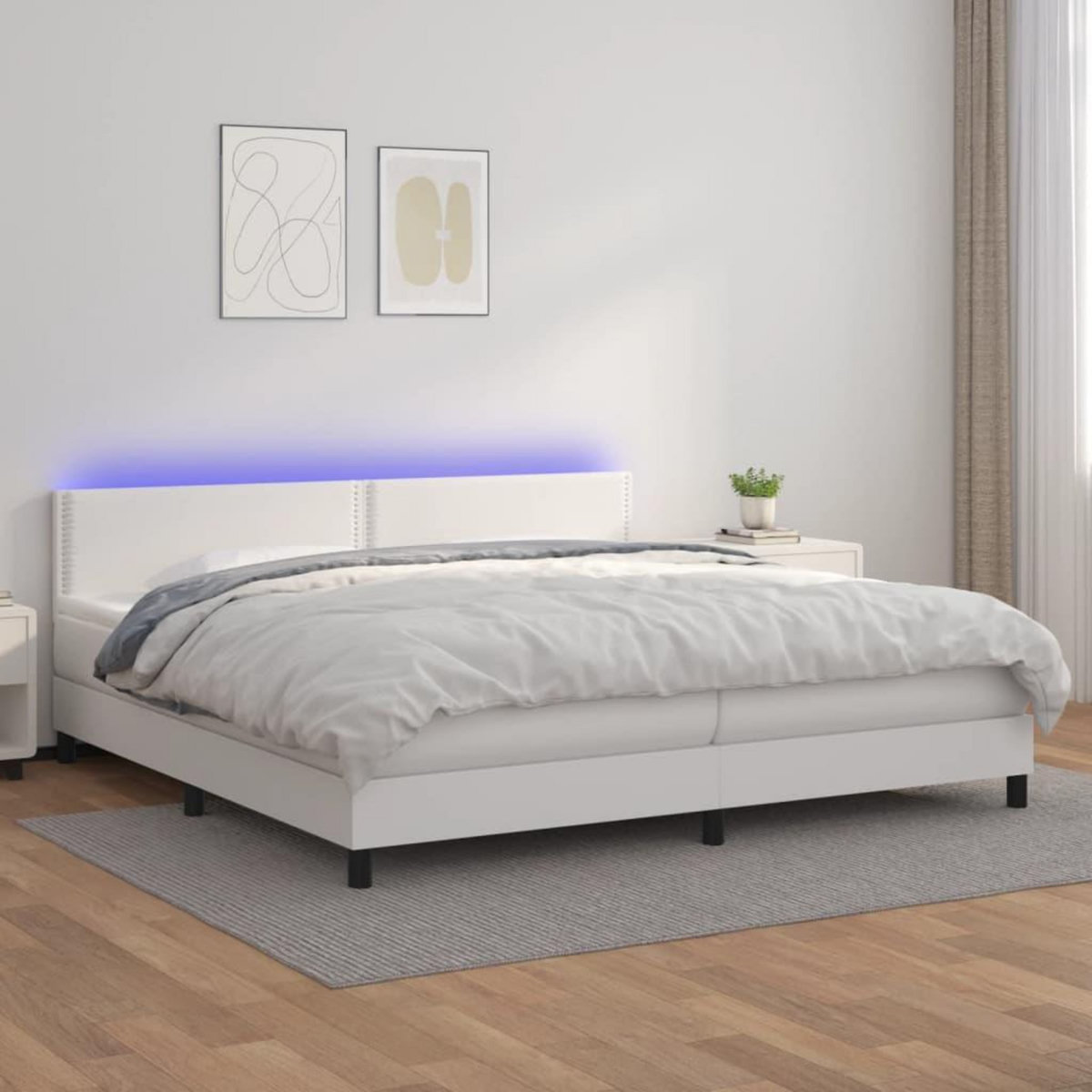 VIDAXL Sommier a lattes de lit avec matelas et LED Blanc 200x200 cm