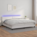 VIDAXL Sommier a lattes de lit avec matelas et LED Blanc 200x200 cm