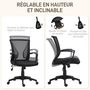 Voir la diapositive 5 : HOMCOM Chaise de bureau ergonomique - soutien lombaire intégré, fonction bascule verrouillable - polyester maille noir