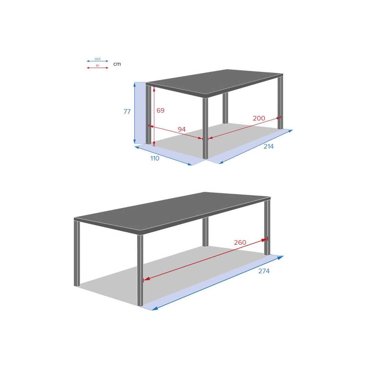 HESPERIDE Table de jardin rectangulaire extensible alu Evasion 8/10 places lin et argile - Hespéride