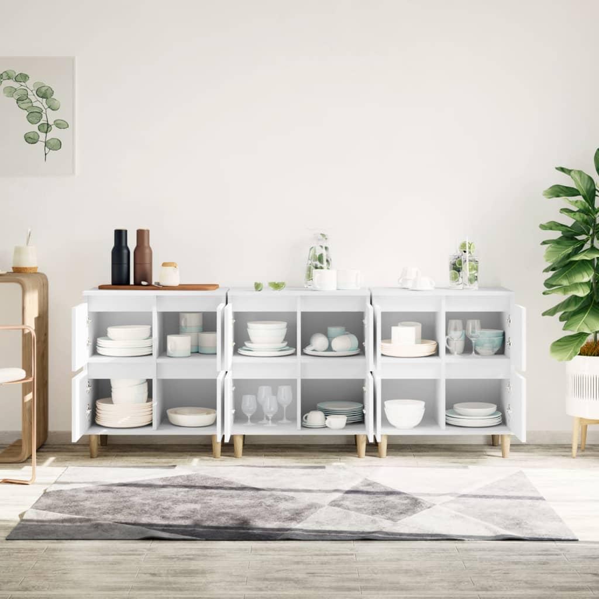 Voir la diapositive 3 : VIDAXL Buffets 3 pcs blanc 60x35x70 cm bois d'ingenierie