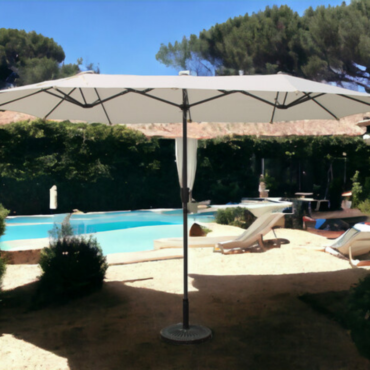 CONCEPT USINE Parasol double  ecru droit ovale 2 x 3 m SIENA