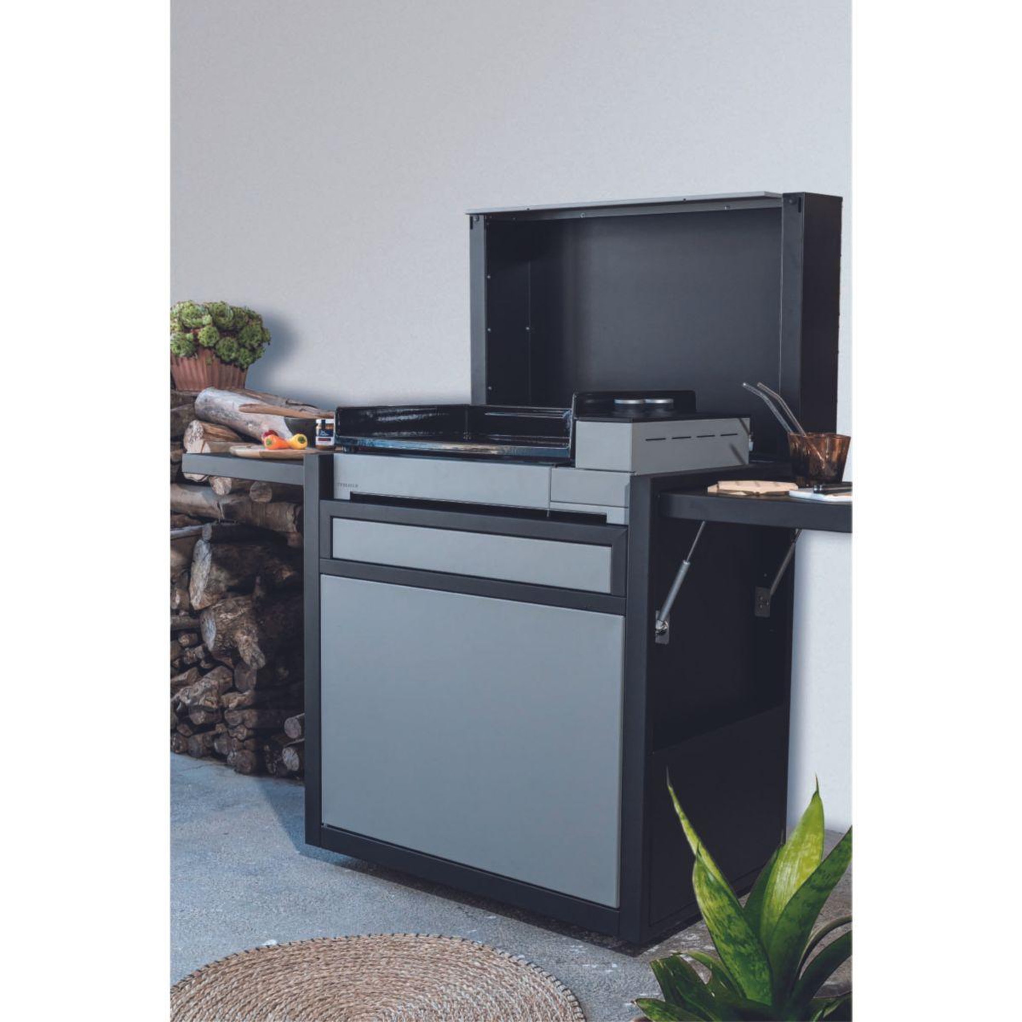 Voir la diapositive 4 : FORGE ADOUR Chariot Plancha CH PAF60 noir/gris fermé compatible plancha Premium 60