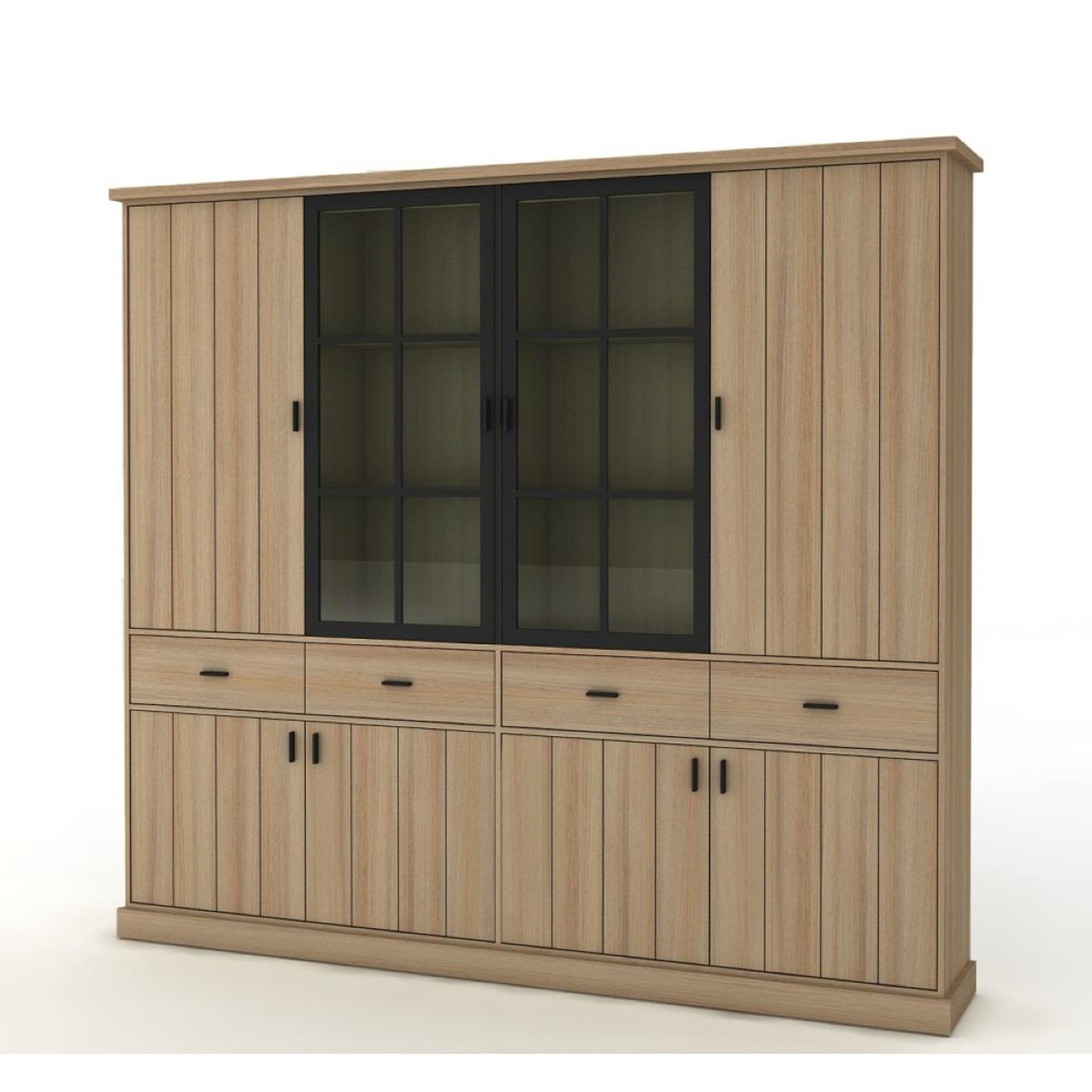 JLC KREATION Vaisselier en bois 4 portes dont 2 vitrées teodora