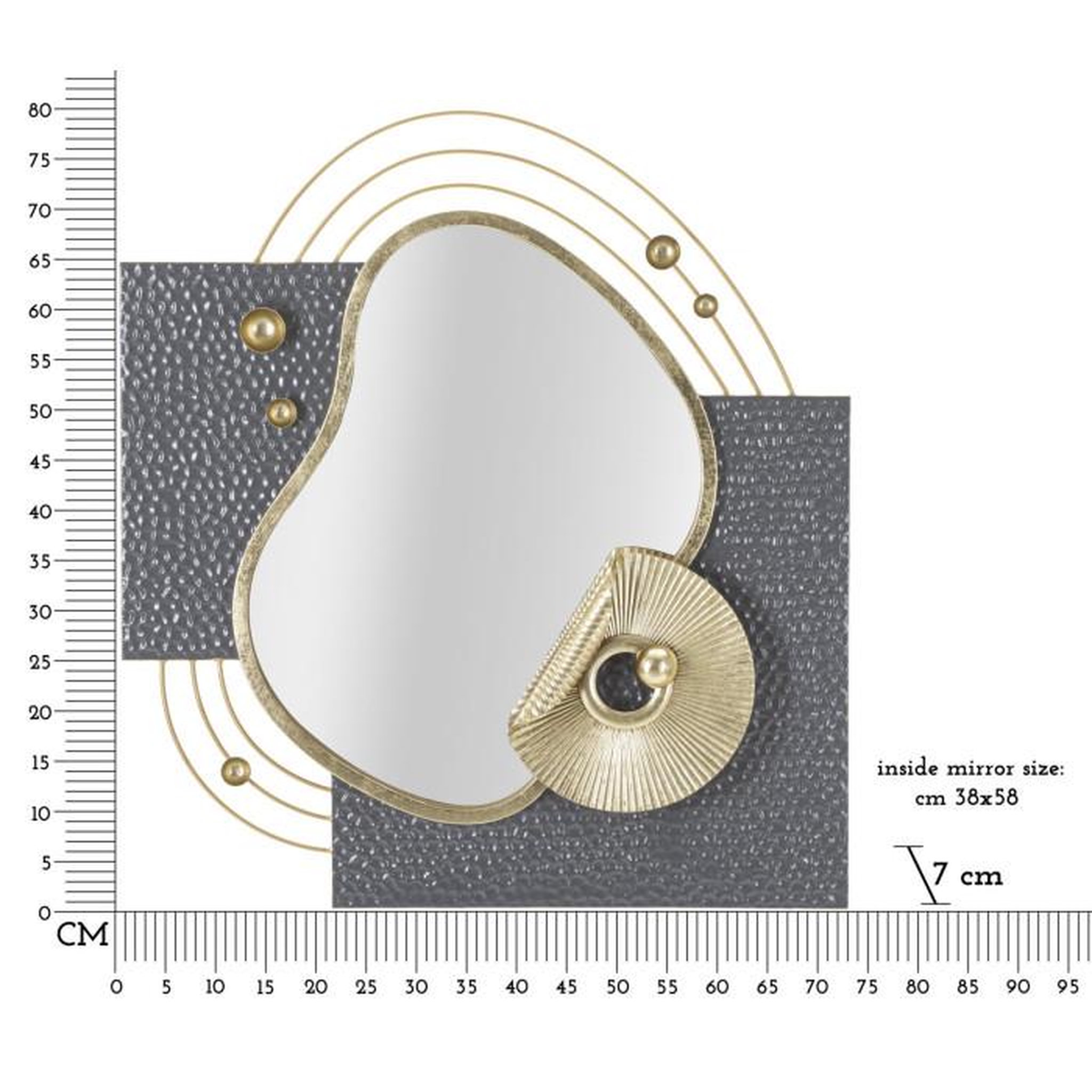 Voir la diapositive 6 : Paris Prix Miroir Mural Design  Art  80cm Gris & Or