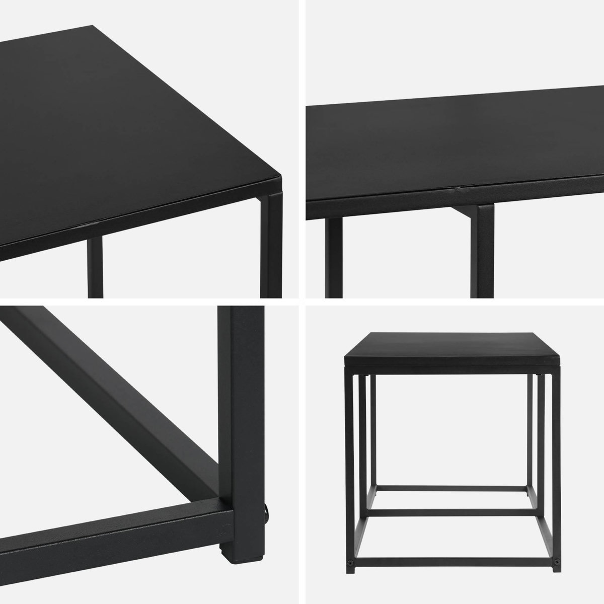 SWEEEK Meuble TV en métal noir 140x40x40cm - barre de renfort