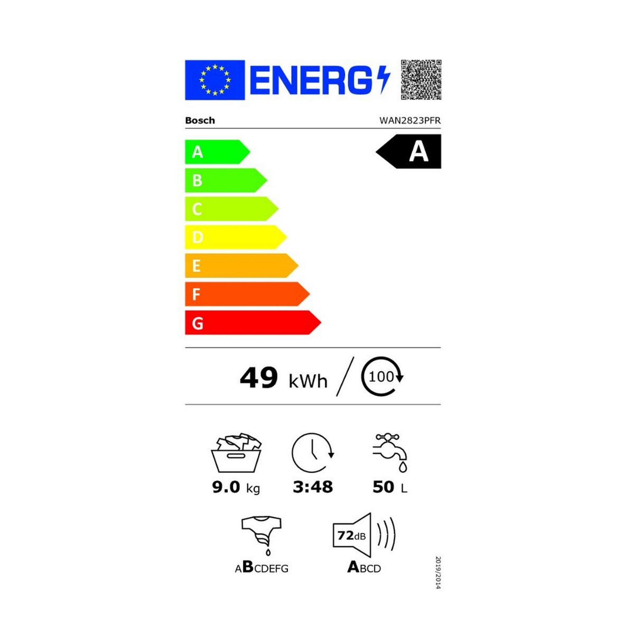 Voir la diapositive 2 : BOSCH Lave-linge frontal 9kg 1400 tours/min - wan2823pfr
