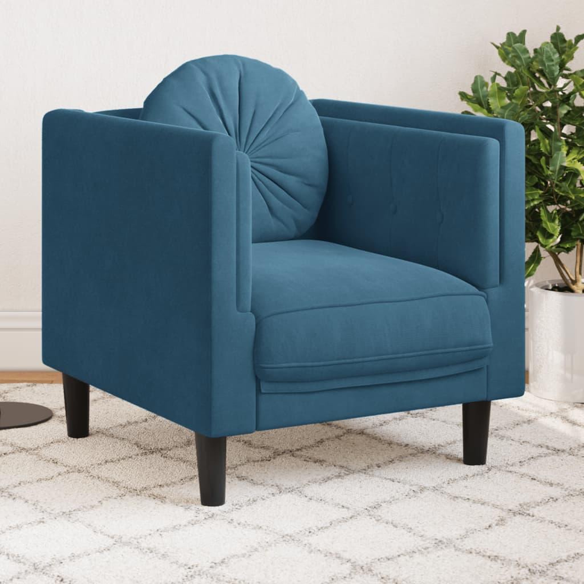 VIDAXL Fauteuil avec coussin bleu velours