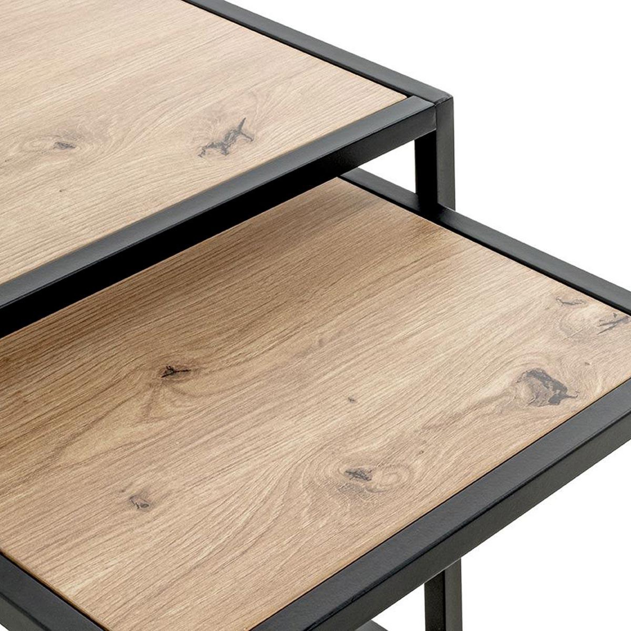 Voir la diapositive 2 : Paris Prix Lot de 2 Tables d'Appoint  Lucia  41cm Naturel & Noir