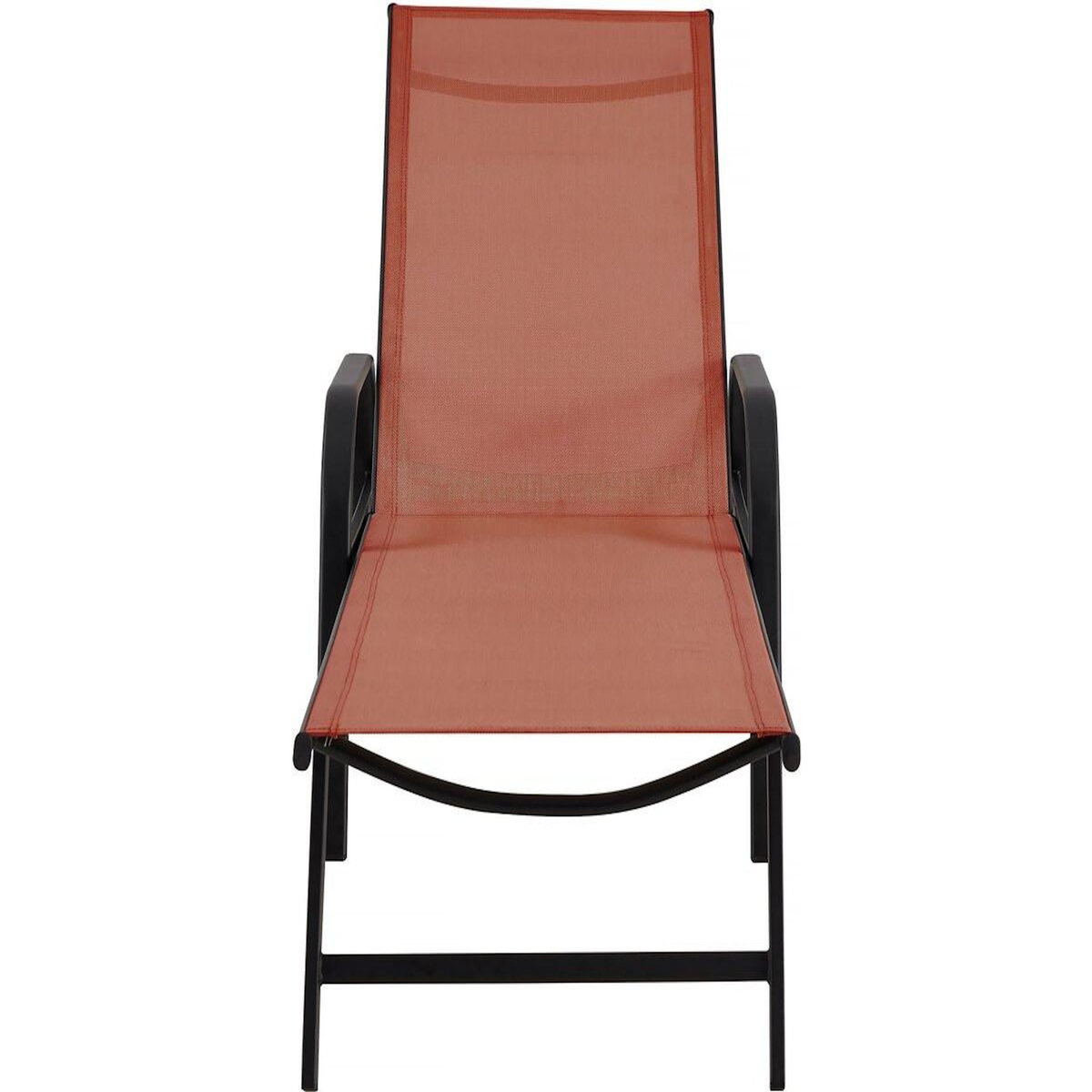 Habitat et Jardin Lot de 2 bains de soleil en métal avec accoudoirs  Farniente - Terracotta