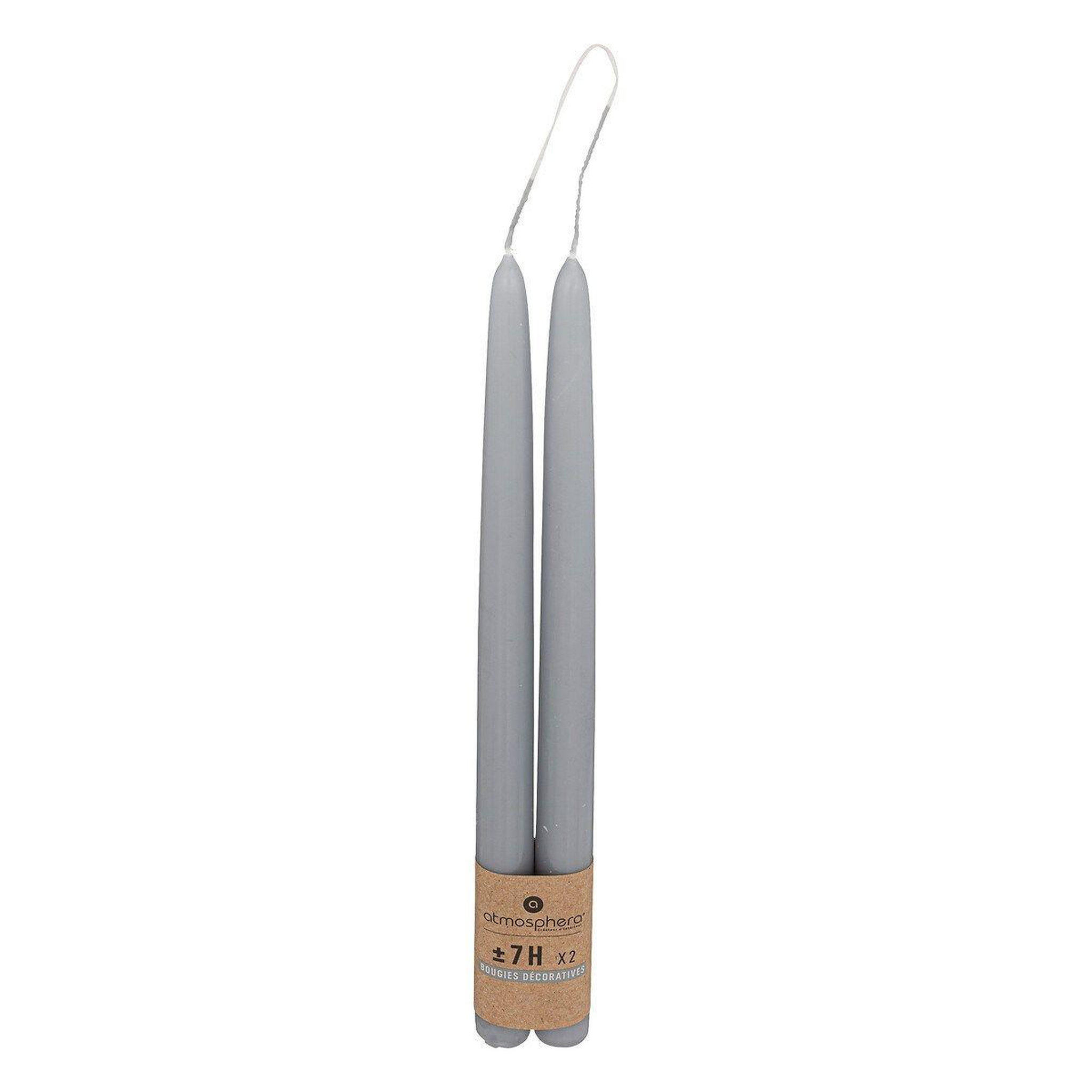 Voir la diapositive 2 : ATMOSPHERA Lot de 2 Bougies Bâton  Hugo  30cm Gris
