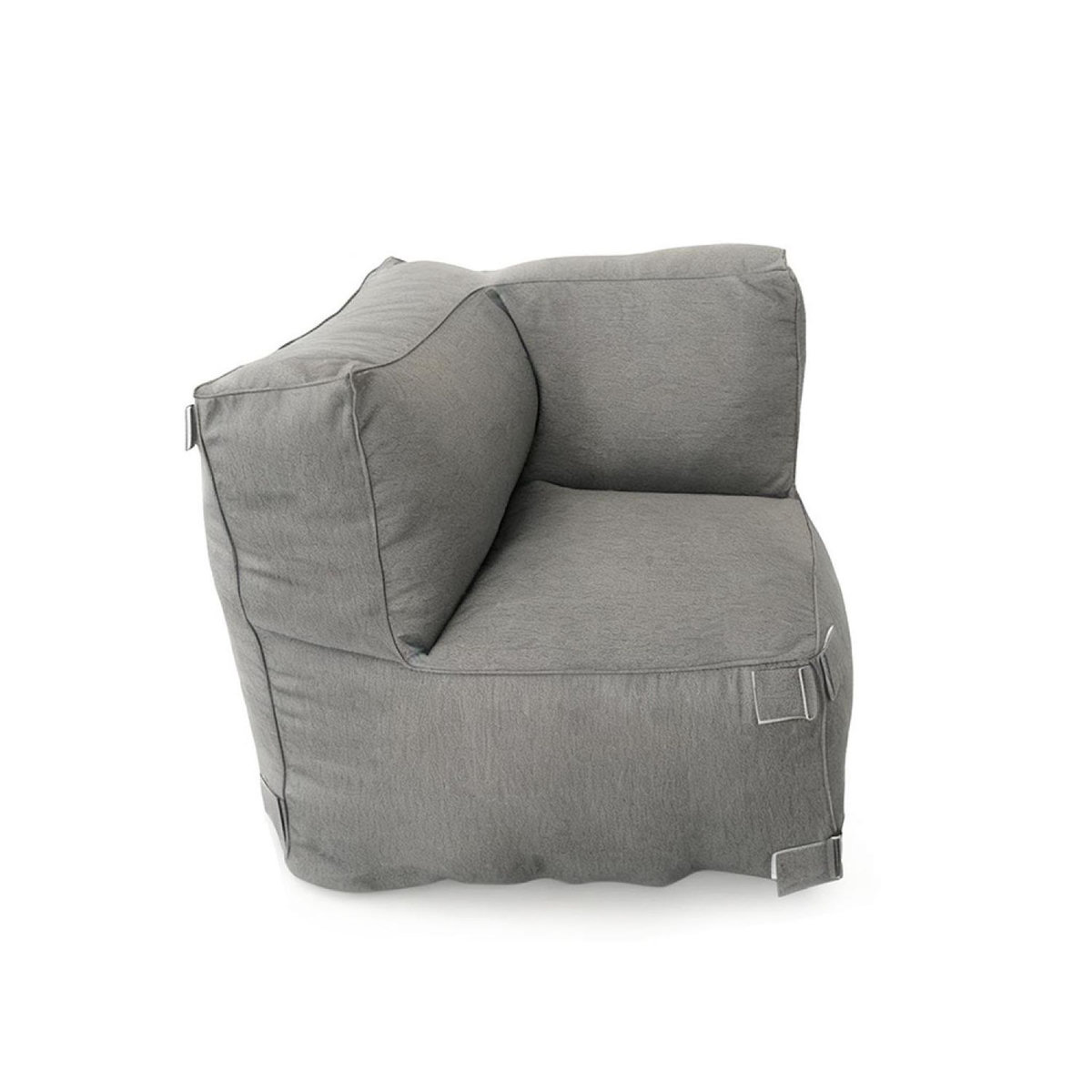 CONCEPT USINE Salon de jardin modulable 3 places gris en tissu déperlant PRAIANO