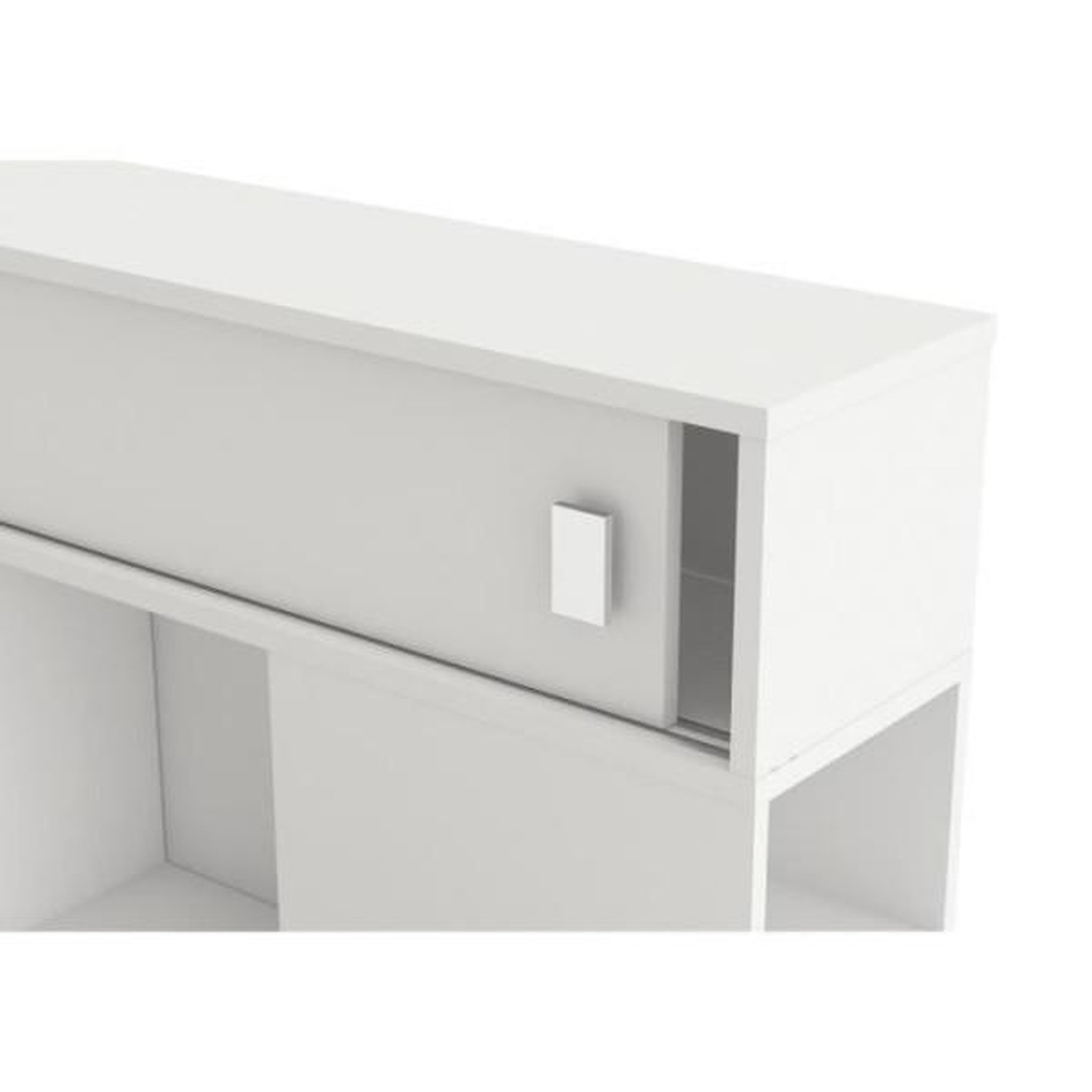 Voir la diapositive 3 : Demeyere DEMEYERE Sherwood Lit gigogne enfant - Contemporain - Tete de lit étageres intégrées - Blanc perle - l 90 x L 200 cm
