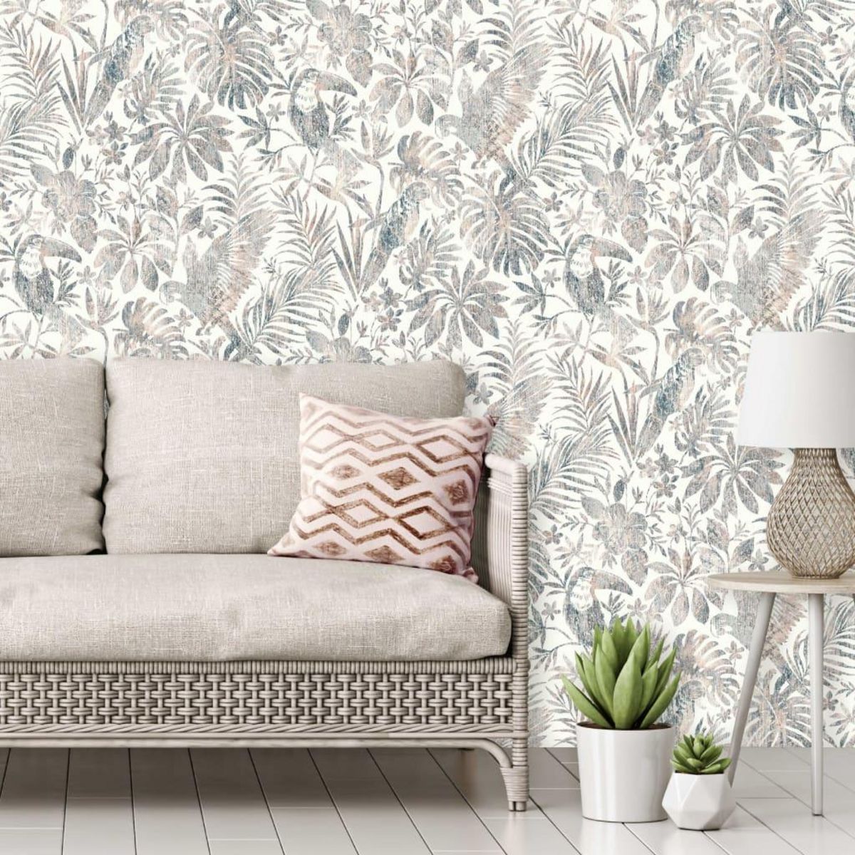 DUTCH WALLCOVERINGS DUTCH WALLCOVERINGS Papier peint Feuilles et toucan Beige