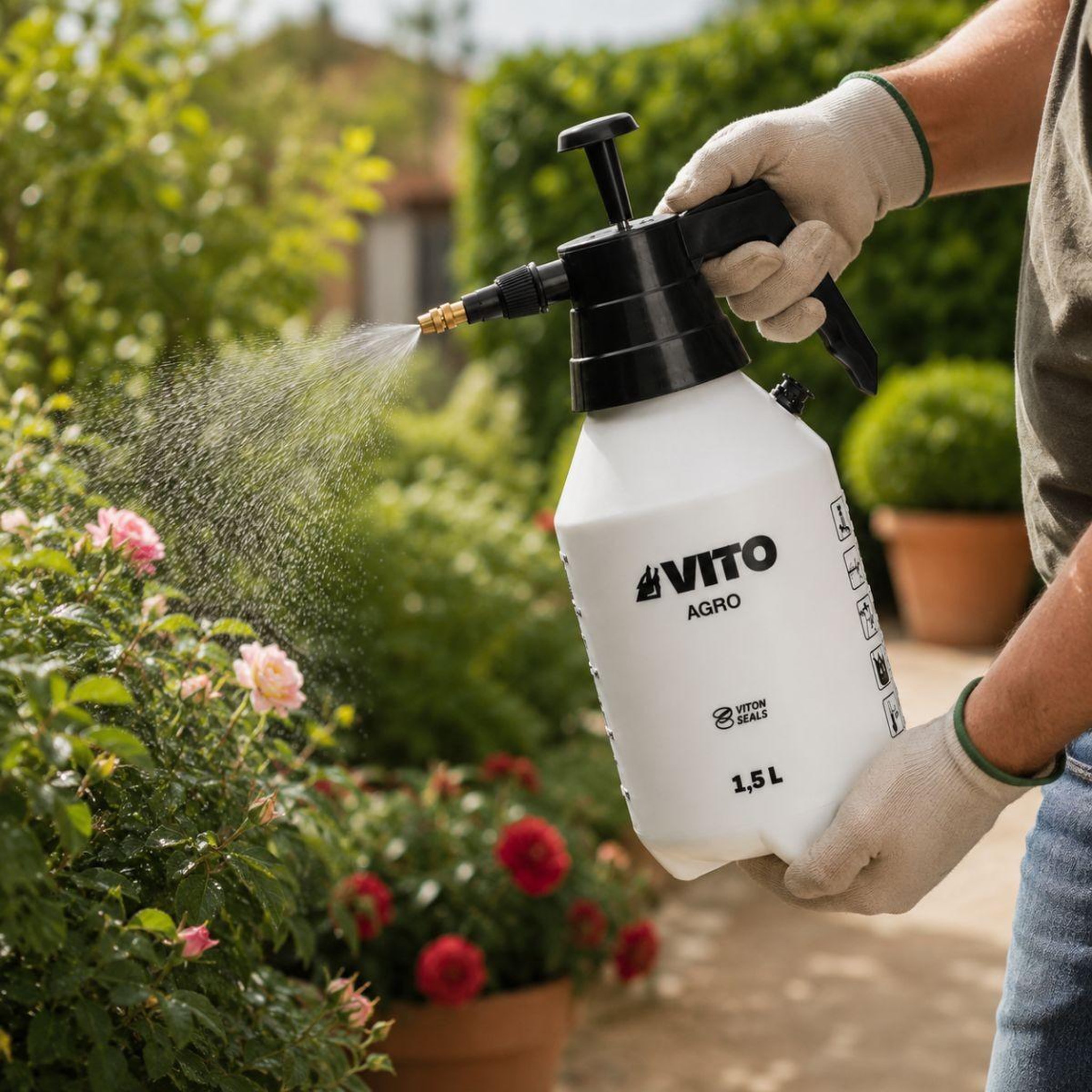 Voir la diapositive 2 : VITO Pulvérisateur à main 1.5l spécial produits agressifs jardin - pulvérisateur à pression vito