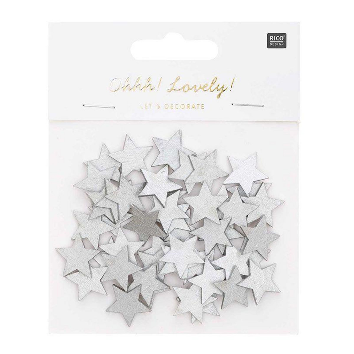 RICO DESIGN Confettis étoiles en bois argentés
