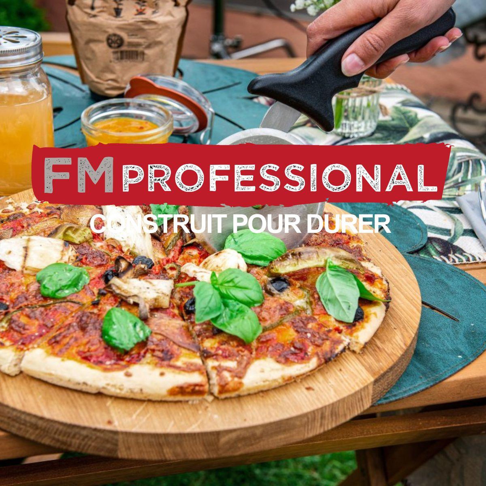 Voir la diapositive 5 : FM PROFESSIONAL Ensemble plaque à pizza perforée 32 cm et roulette fm professionnal