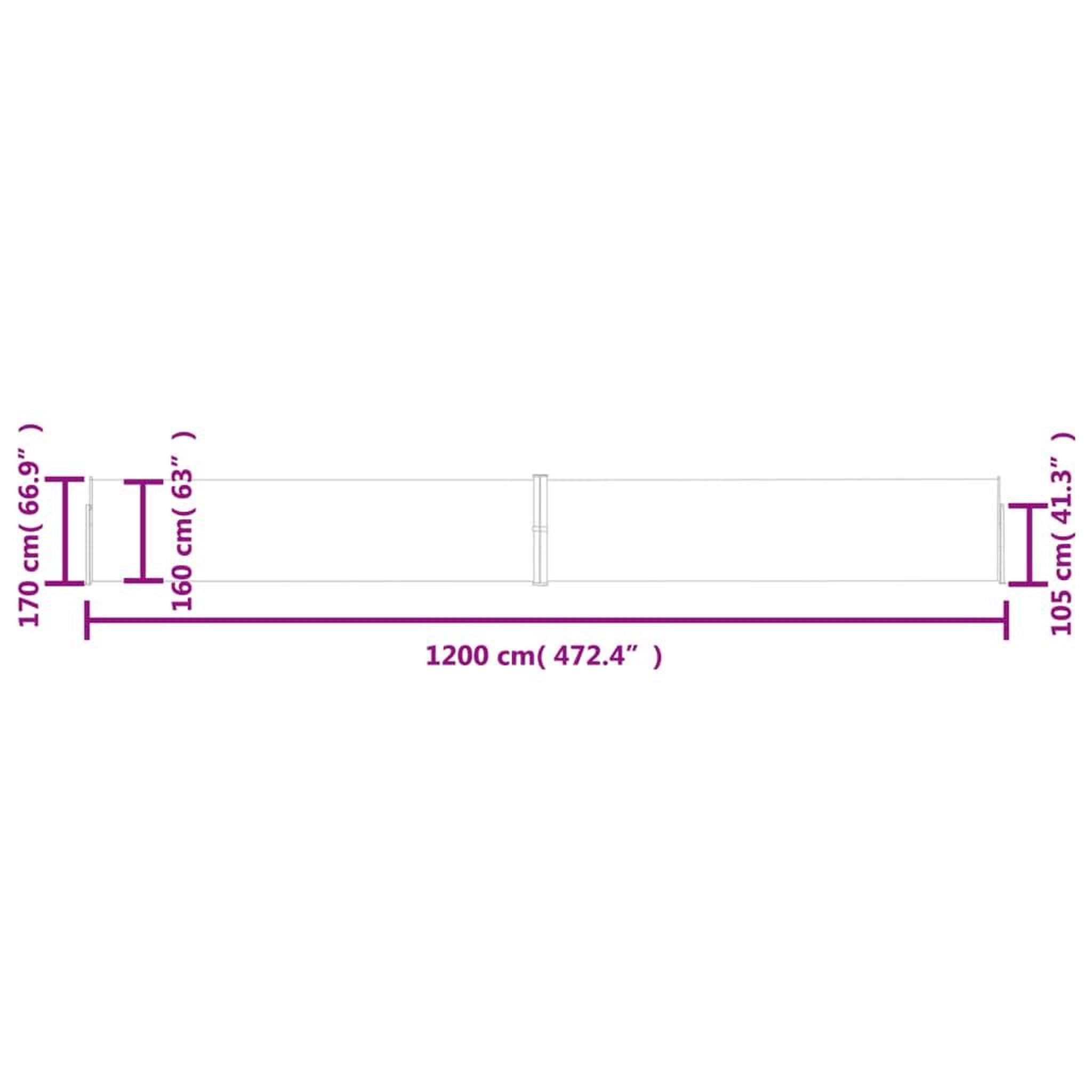 Voir la diapositive 6 : VIDAXL Auvent lateral retractable de patio 170x1200 cm Marron