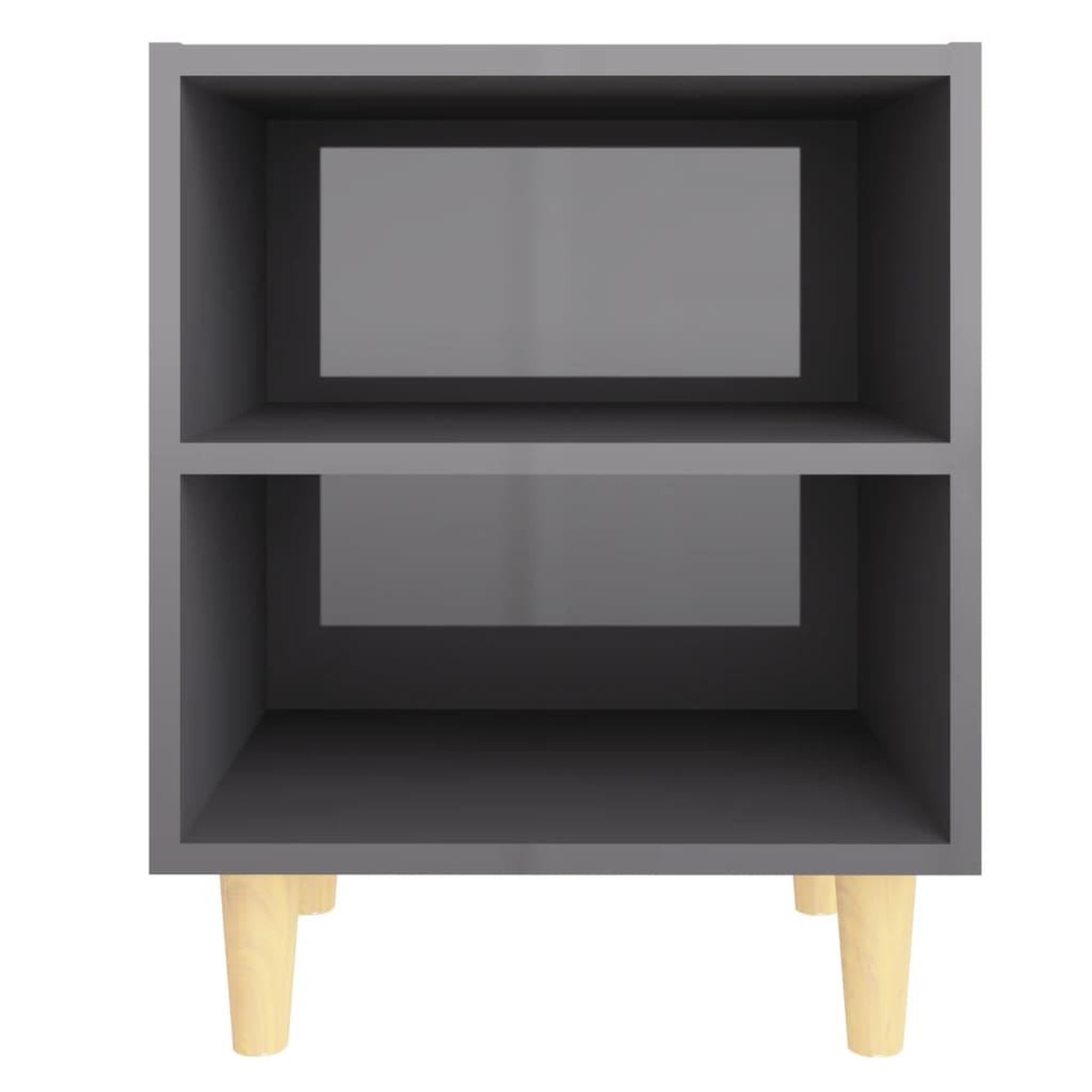 Voir la diapositive 4 : VIDAXL Table de chevet avec pieds en bois Gris brillant 40x30x50 cm