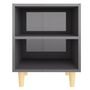 Voir la diapositive 4 : VIDAXL Table de chevet avec pieds en bois Gris brillant 40x30x50 cm