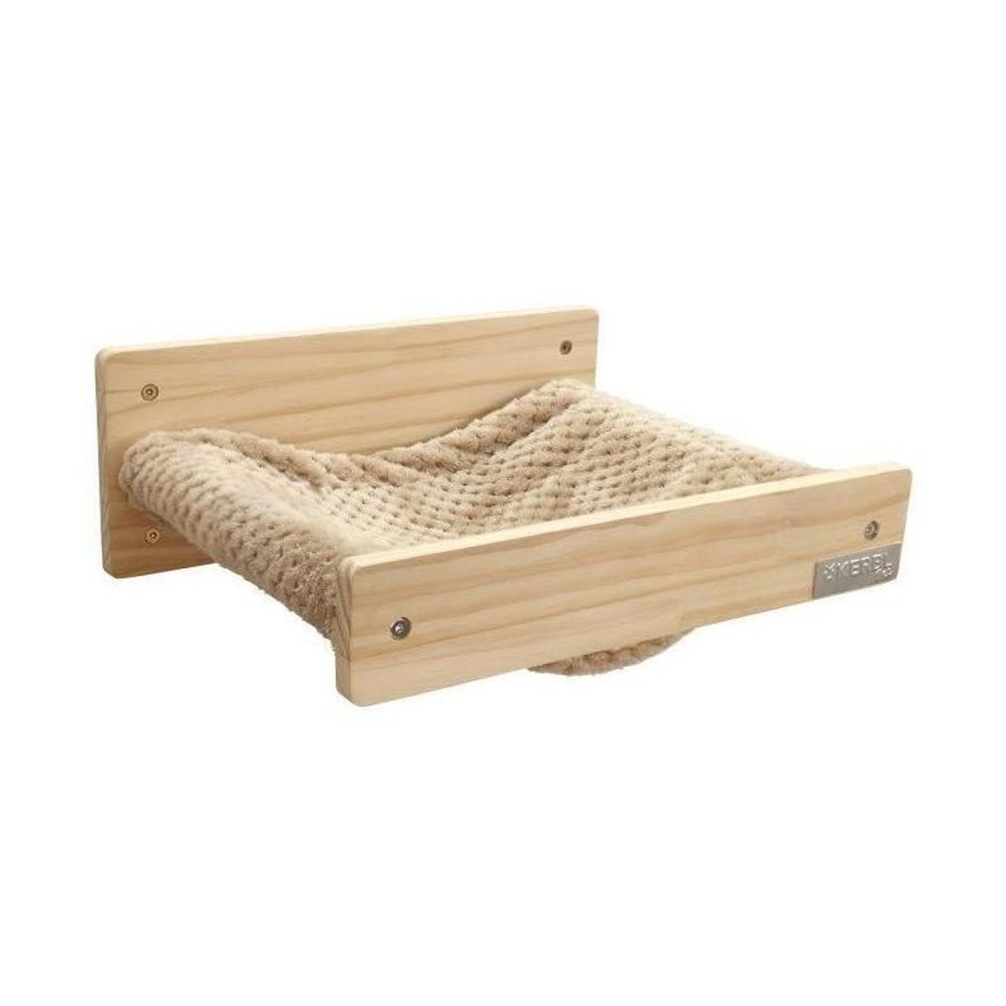 KERBL Hamac mural pour chats - KERBL - TIMBER - 38 x 33,5 x 16 cm - Bois massif - Tissu peluche