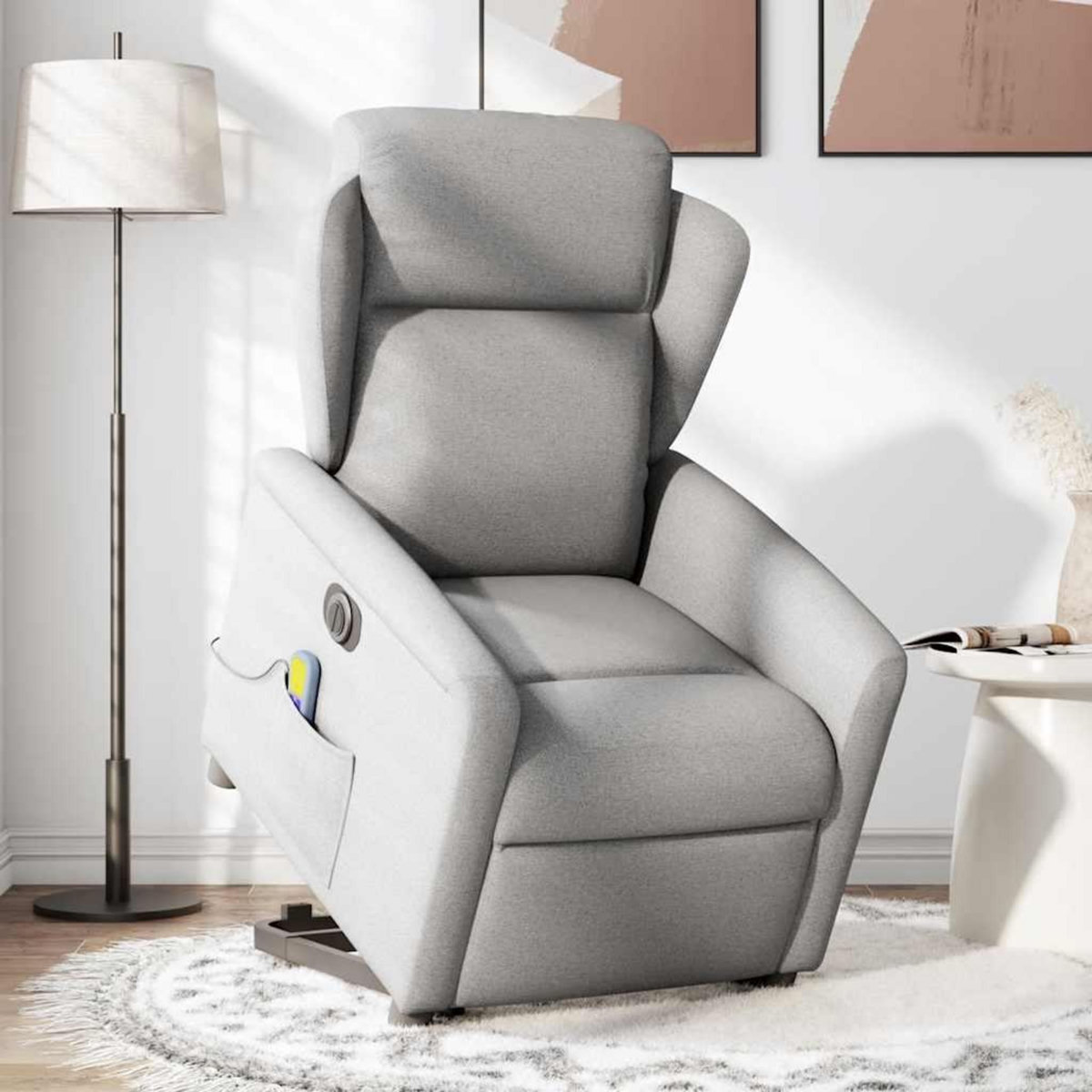 VIDAXL Fauteuil inclinable de massage electrique gris nuage tissu