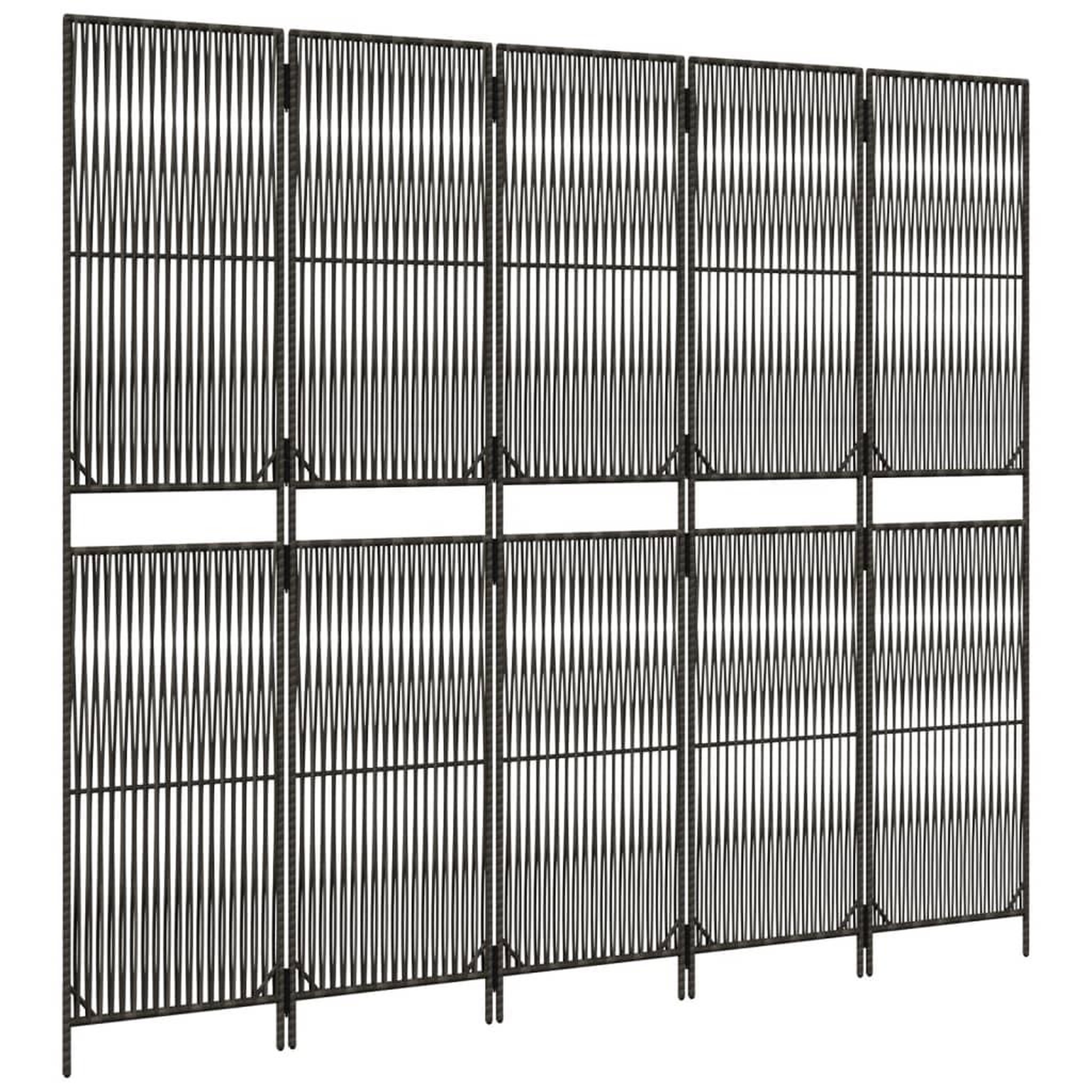 Voir la diapositive 4 : VIDAXL Cloison de separation 5 panneaux gris resine tressee