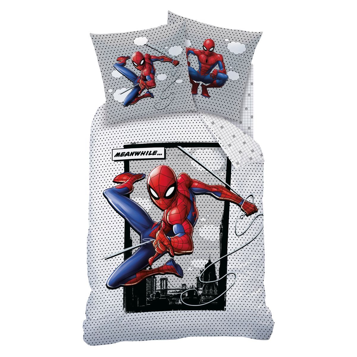 SPIDERMAN Parure housse de couette enfant en coton 57 fils SPIDERMAN