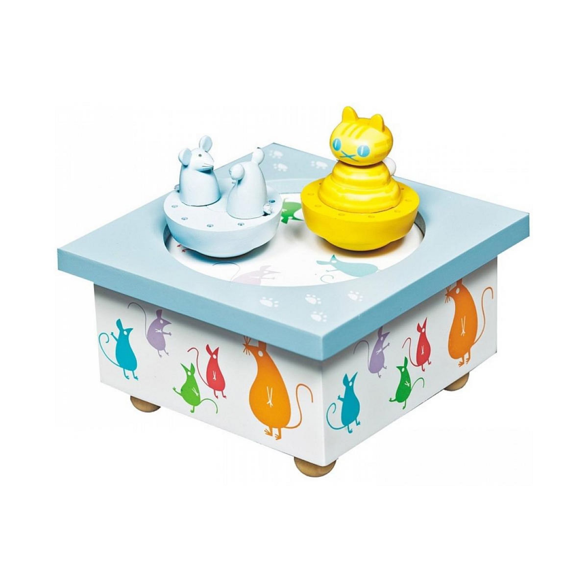 Trousselier Boite a musique Dancing bois Chat et Souris