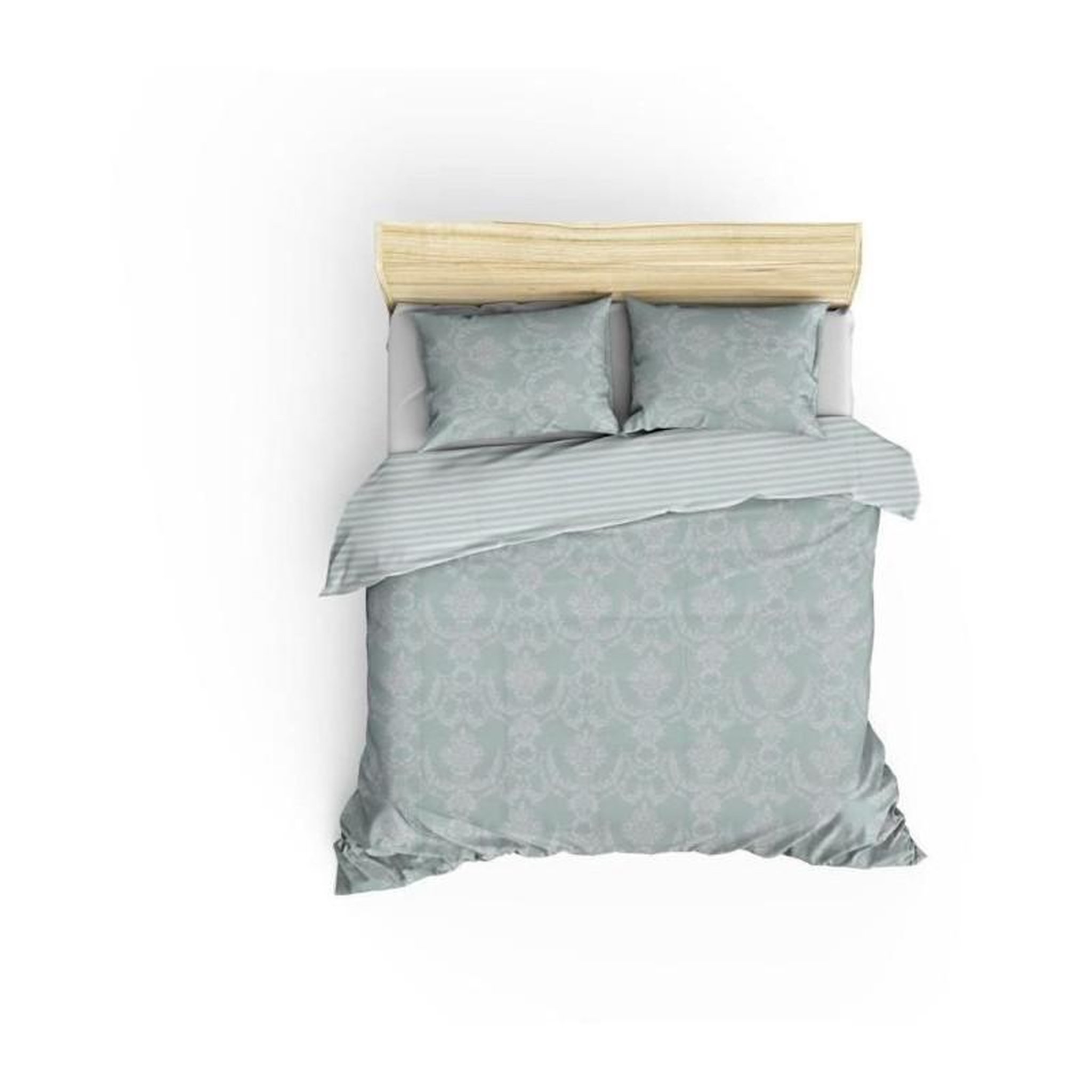 Voir la diapositive 2 : GENERIQUE Parure de lit - 1 housse de couette 220 x 240 cm + 2 taies d'oreiller 60 x 60 cm - 65% coton, 35% polyester - Vert
