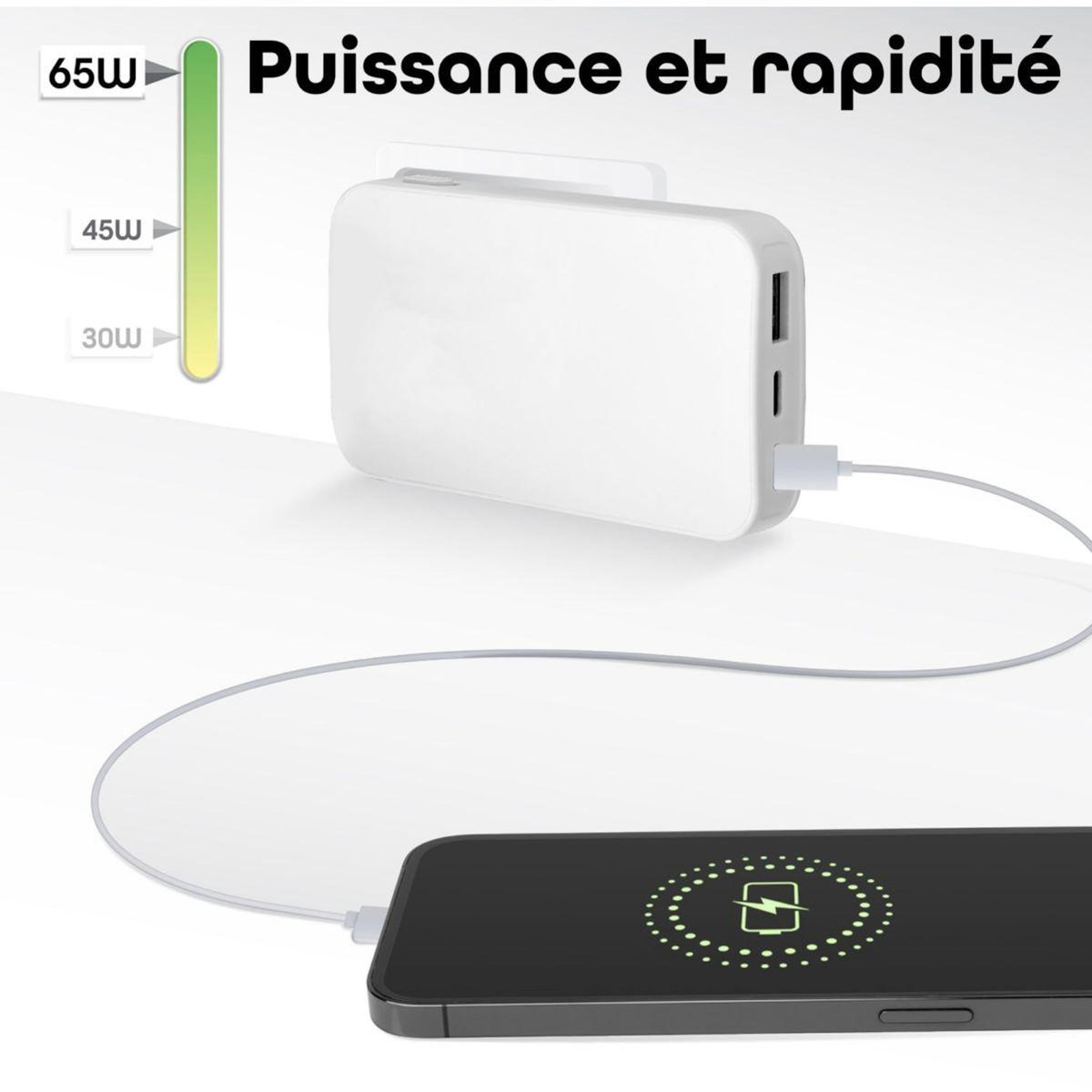 TNB Chargeur secteur 65W GAN 2 USB-C + 1 USB-A Power Delivery