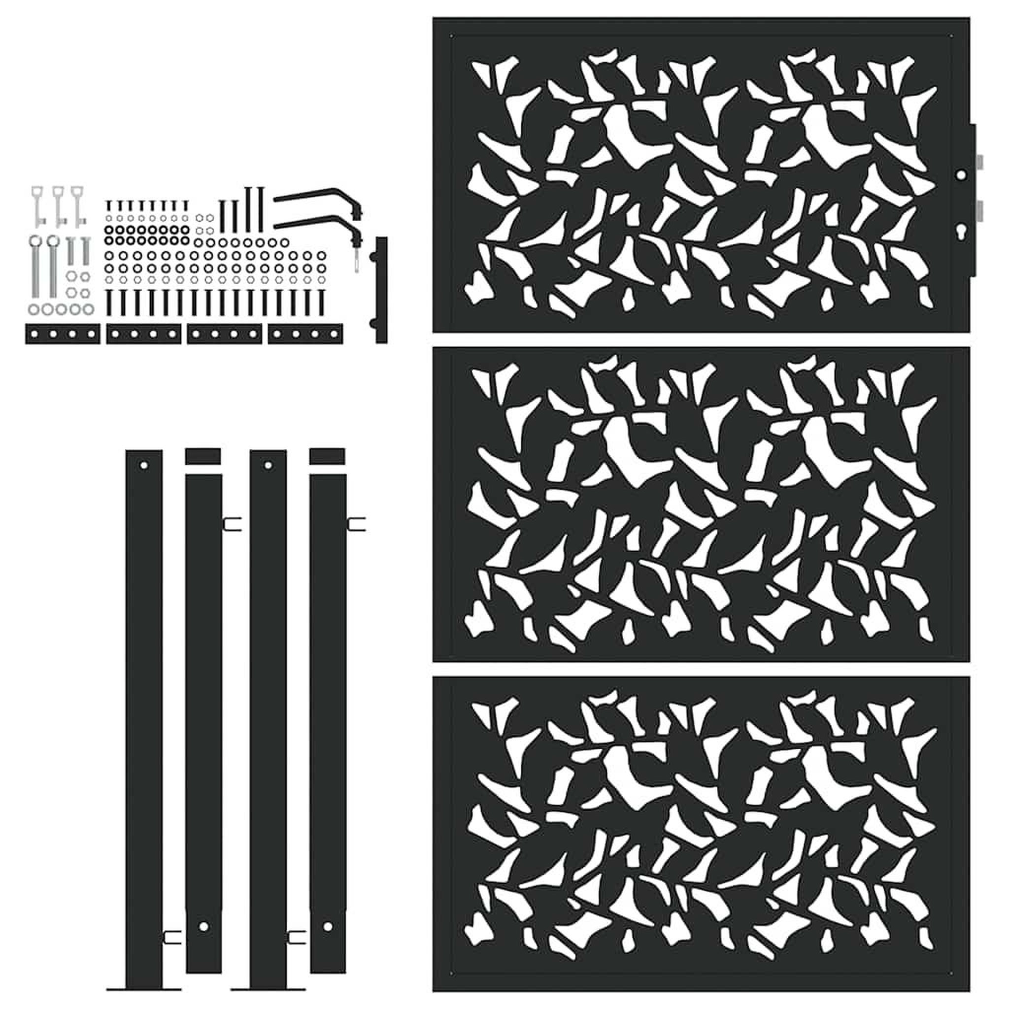 Voir la diapositive 4 : VIDAXL Portail de jardin noir 105x155 cm acier conception de feuilles