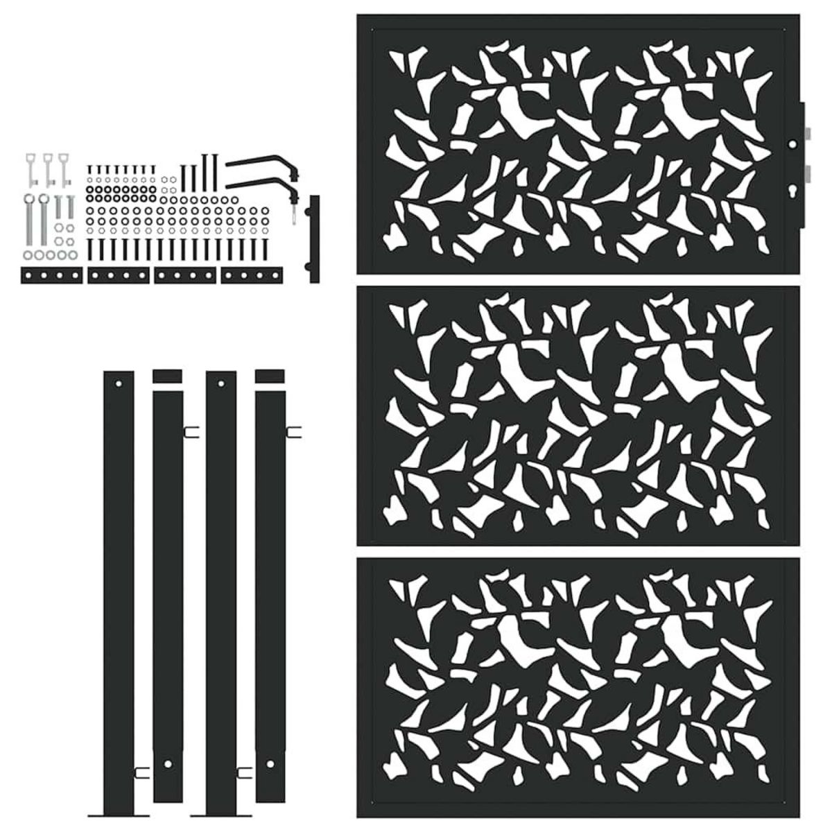 VIDAXL Portail de jardin noir 105x155 cm acier conception de feuilles