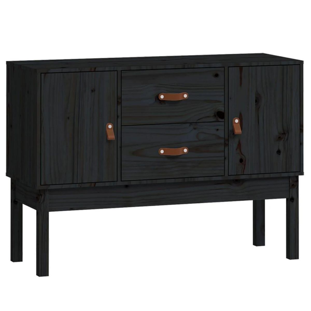 VIDAXL Buffet Noir 110x40x78 cm Bois massif de pin