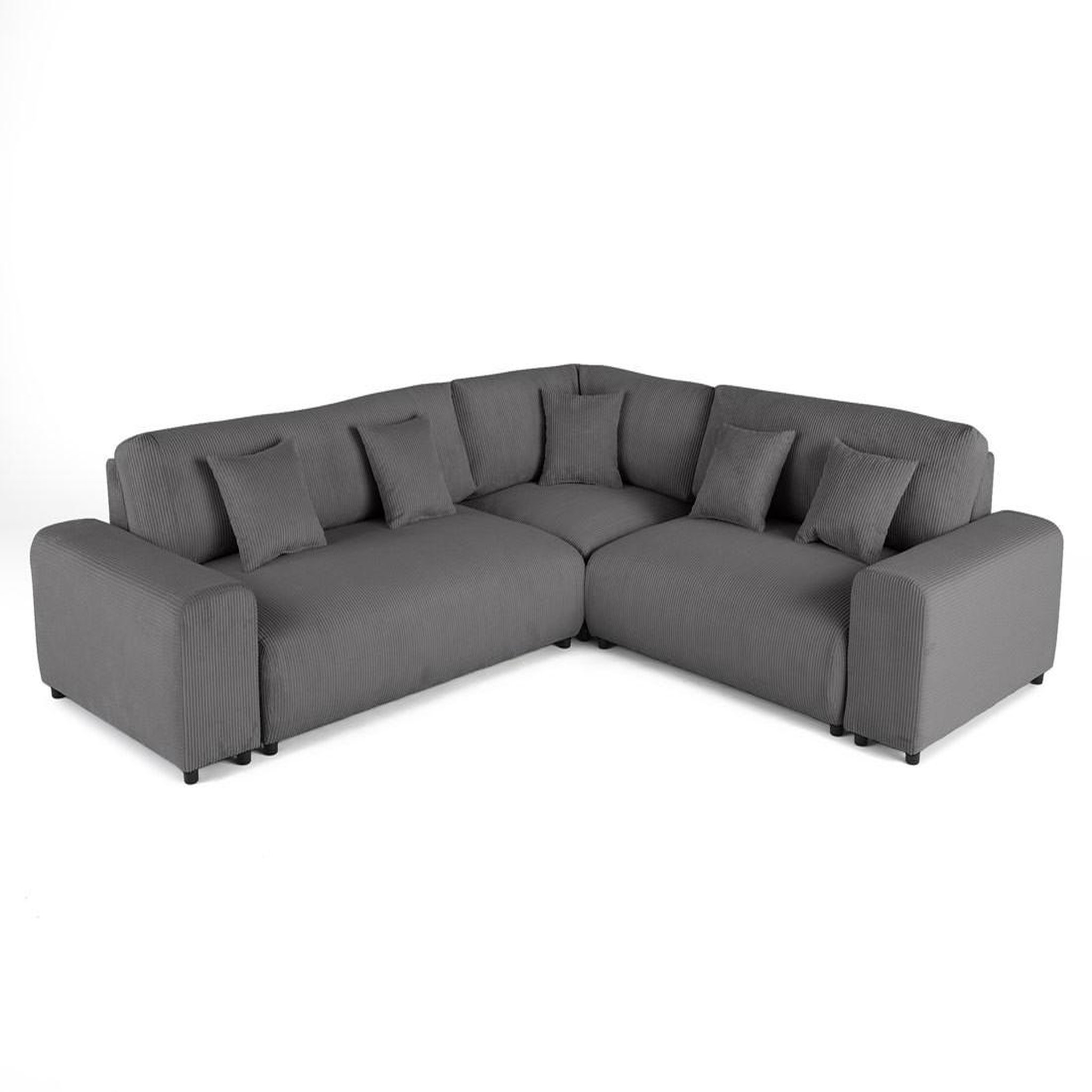 Voir la diapositive 4 : LISA DESIGN Garance - canapé modulable d'angle droit - 5 places - en velours côtelé