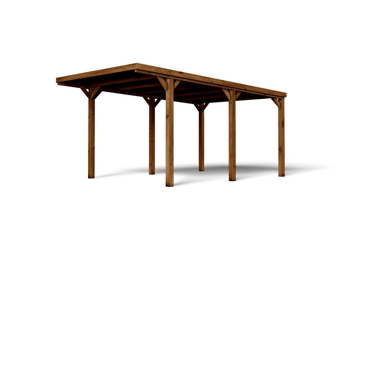 Forest Style Carport toit plat - Bois traité autoclave - 16,5 m² - VICTOR + Supports de fixation inclus